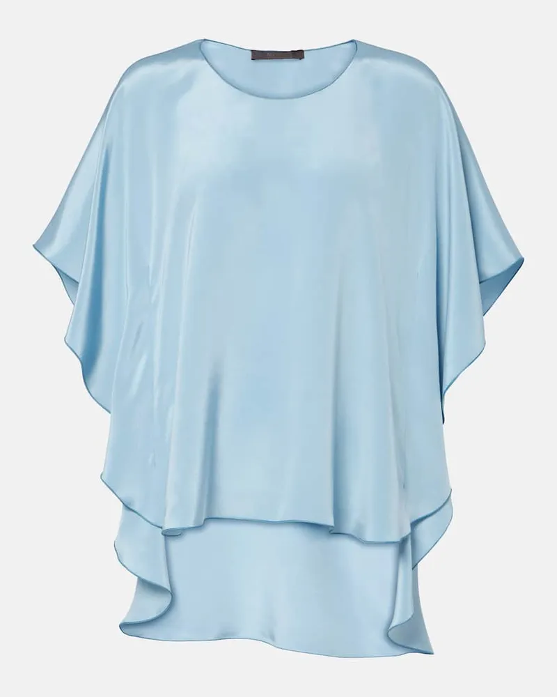 Max Mara Bluse Oronte aus Crêpe de Chine aus Seide Blau