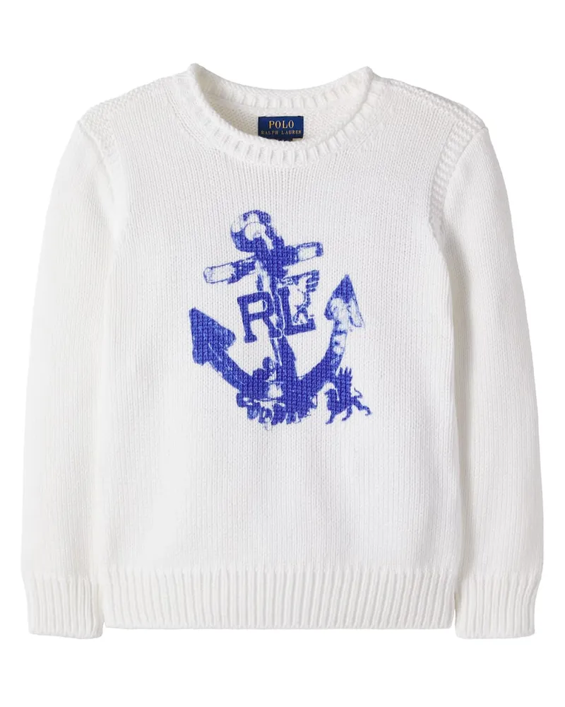 Ralph Lauren Bedrucktes Sweatshirt aus Baumwolle Weiß