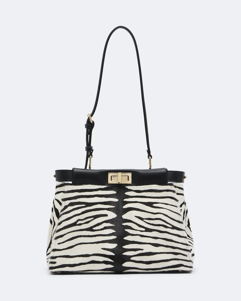 Fendi Schultertasche My Peekaboo® Medium aus Kalbshaar Schwarz
