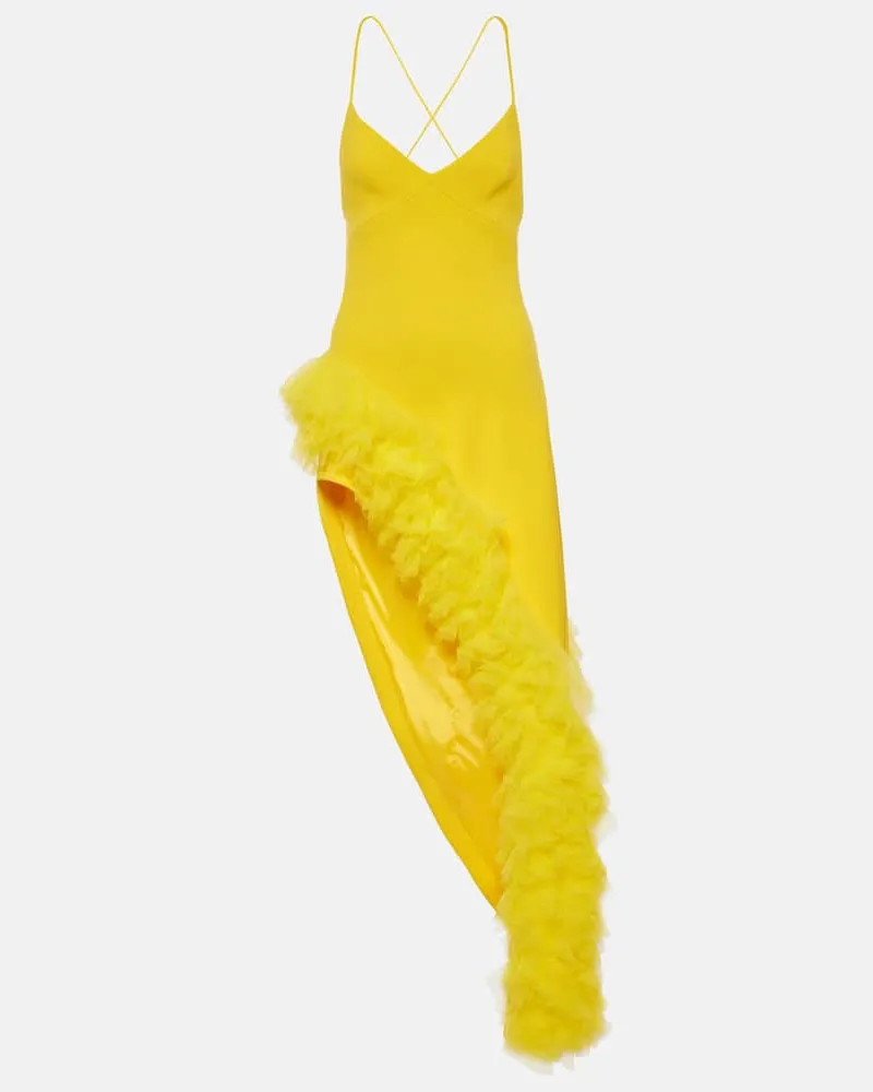 David Koma Midikleid aus Woll-Crêpe Gelb