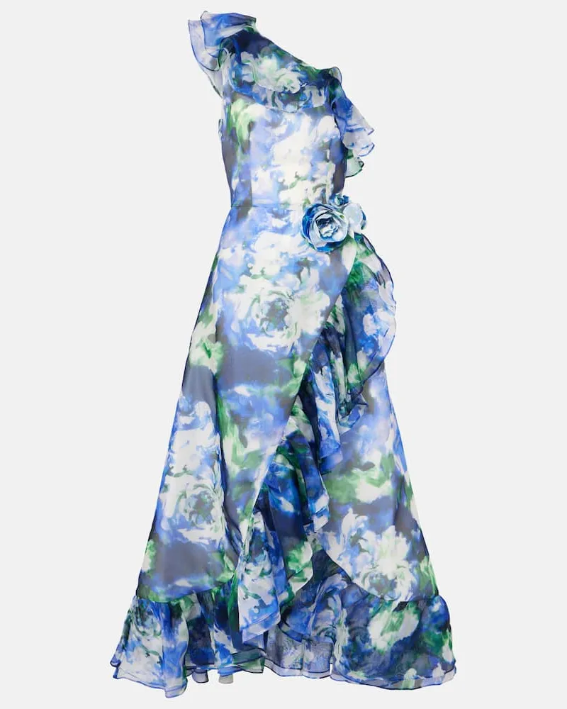 COSTARELLOS Maxikleid Carmea aus Seidenorganza Blau