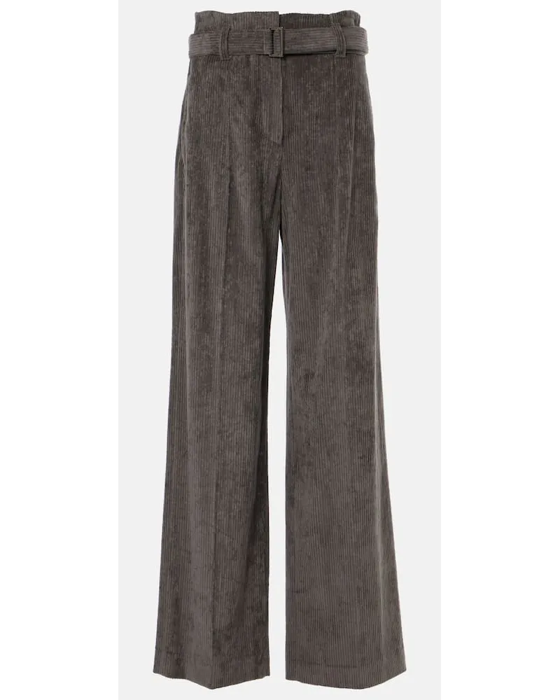 Brunello Cucinelli High-Rise-Hose aus Baumwolle Grau