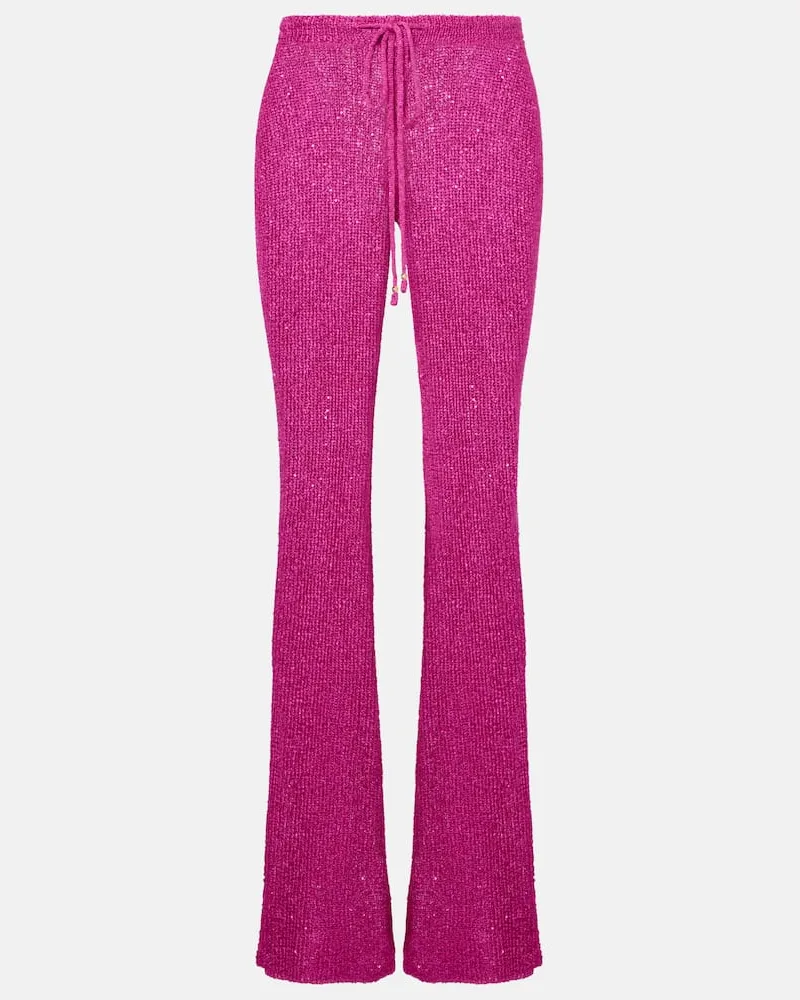 BANANHOT Schlaghose Liz aus Strick mit Pailletten Pink