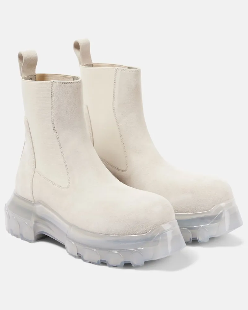 Rick Owens Chelsea Boots Beatle Tractor aus Veloursleder Nude