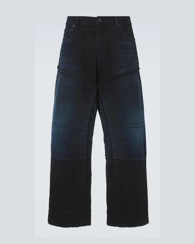 Balenciaga Wide-Leg Jeans Double Knee Blau