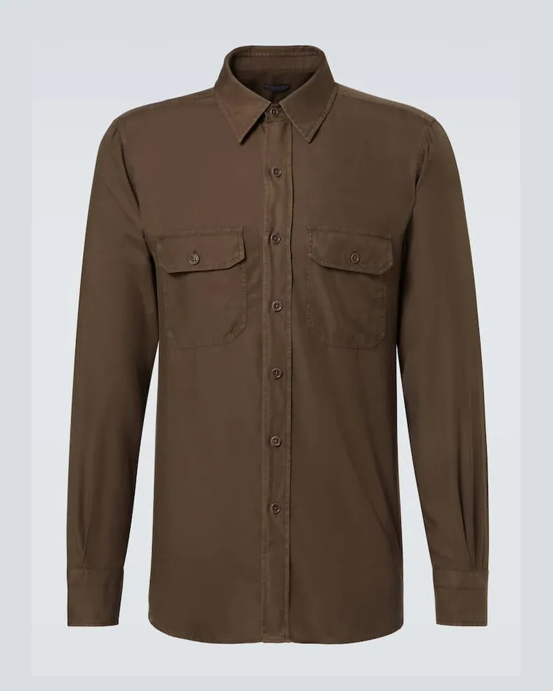 Tom Ford Hemdjacke aus Twill Grün