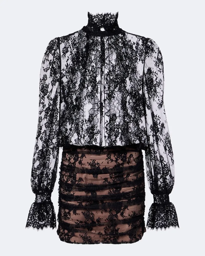Retrofête Retrofête Minikleid Ysolde aus Spitze Schwarz