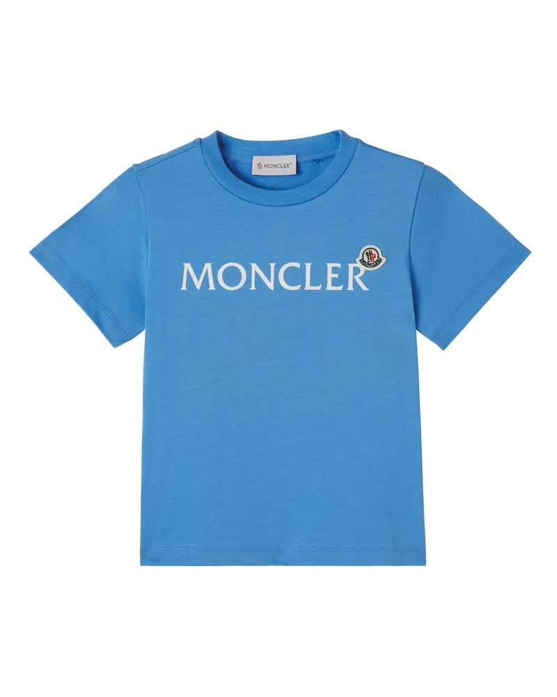 Moncler T-Shirt aus Baumwoll-Jersey mit Logo Blau