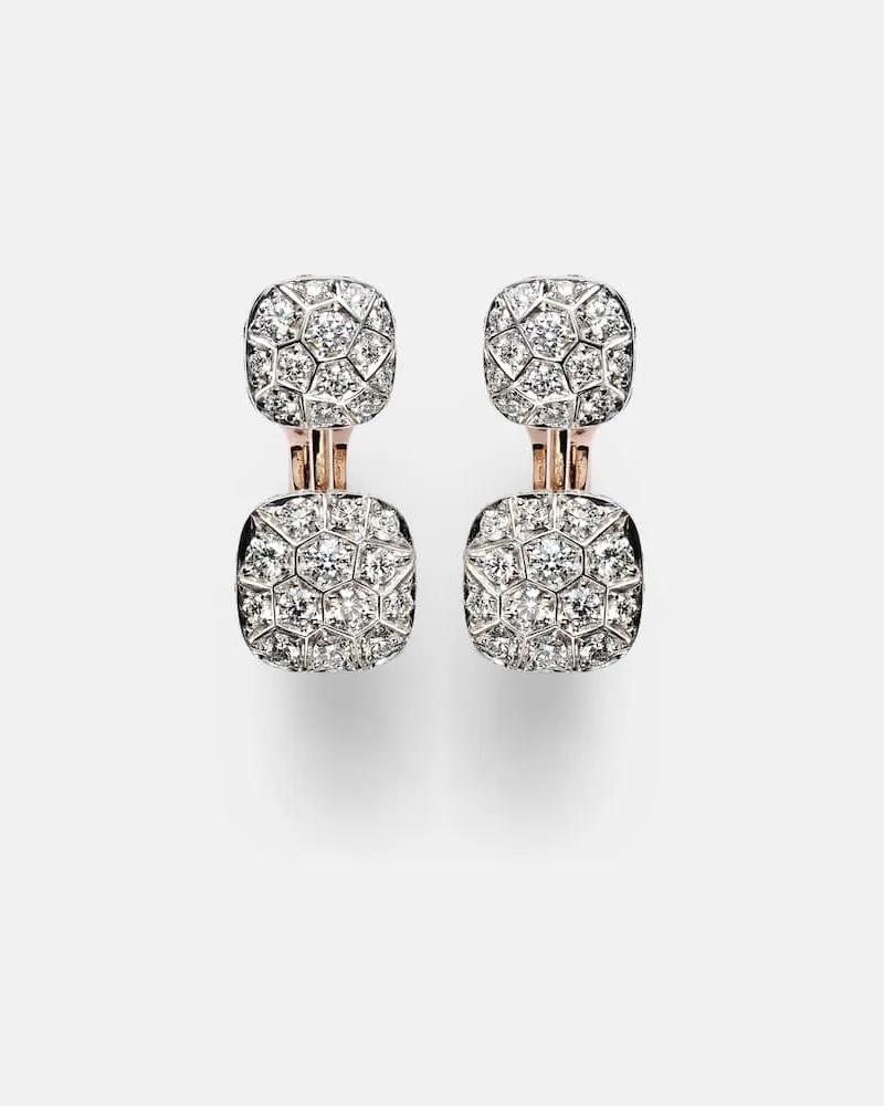 Pomellato Ohrringe Nudo Toi et Moi aus 18kt Rosé- und Weißgold mit Diamanten Gold