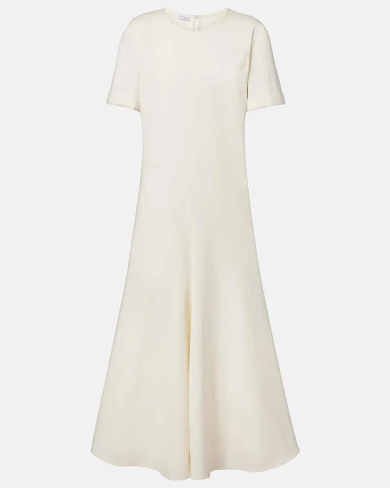 Brunello Cucinelli Midikleid aus einem Wollgemisch Weiß