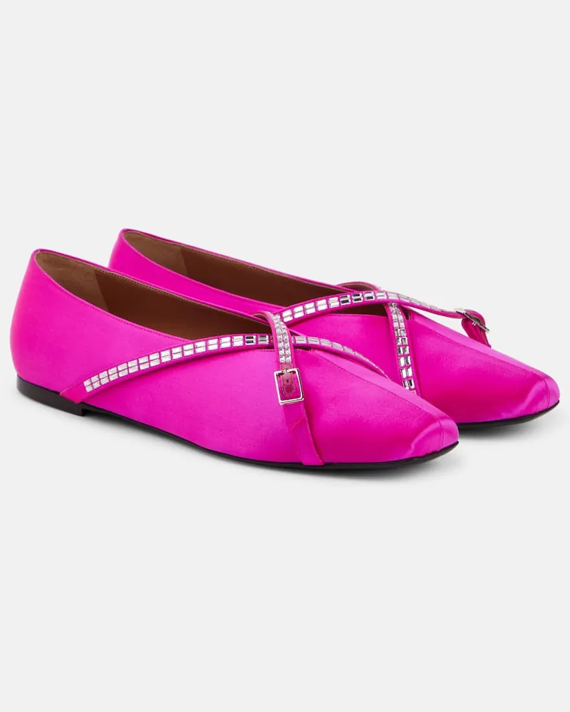D’Accori Verzierte Ballerinas Cara aus Satin Rosa