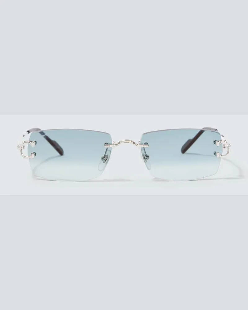 Cartier Eckige Sonnenbrille Signature C De Cartier Silber