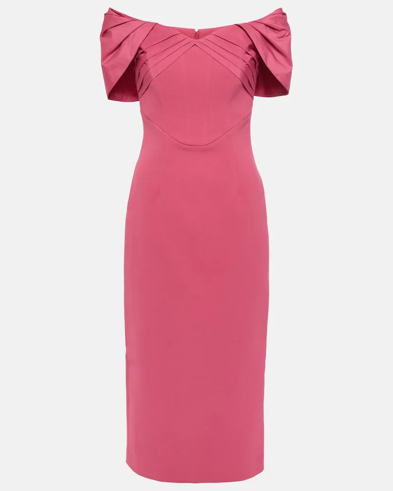 Rebecca Vallance Off-Shoulder-Midikleid Anais aus Crêpe Rosa