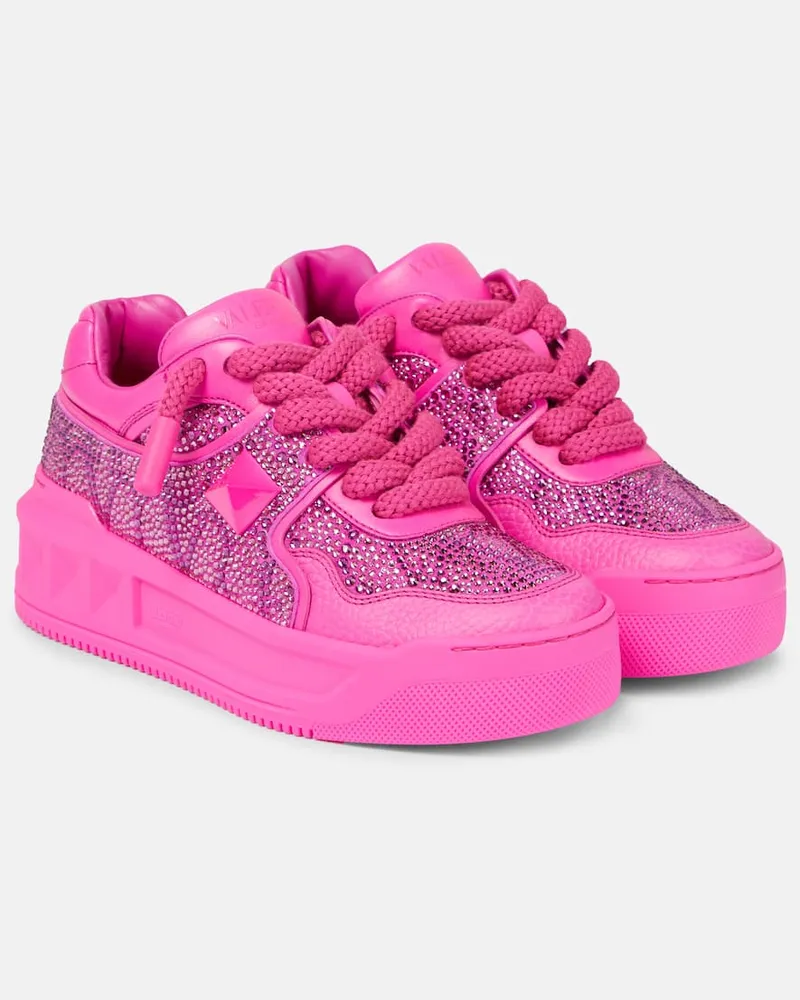 Valentino Garavani Sneakers One Stud XL Toile Iconographe aus Leder Pink