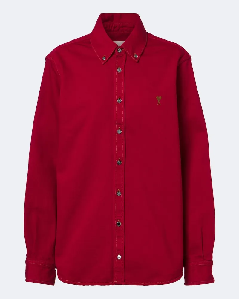 AMI Paris Hemd Ami de Coeur aus Baumwoll-Twill Rot