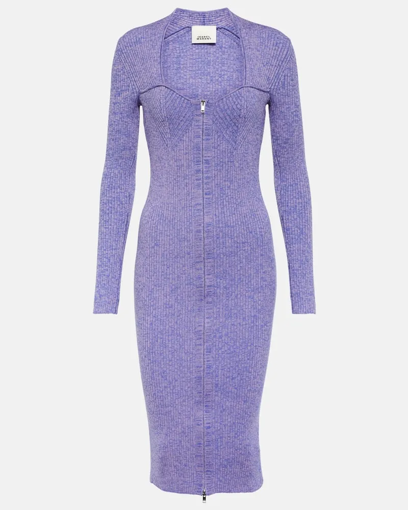 Isabel Marant Midikleid Zael aus einem Wollgemisch Violett