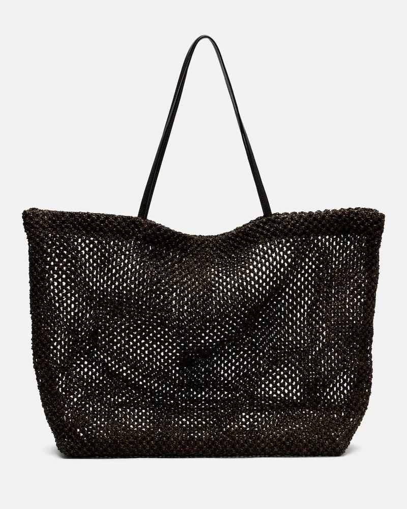 The Row Tote Bag Barn Medium aus Mesh und Leder Braun