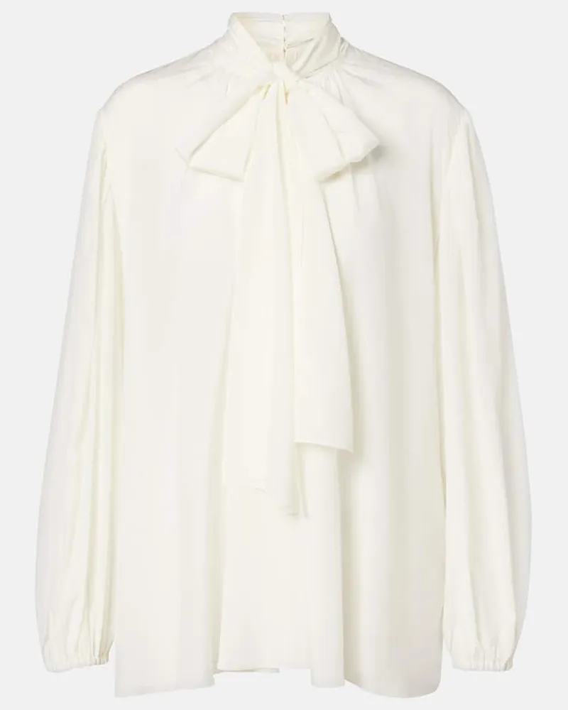 Dolce & Gabbana Schluppenbluse aus einem Seidengemisch Weiß