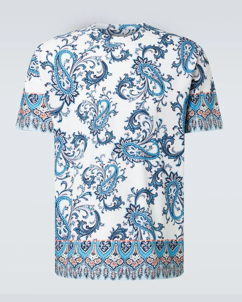 Etro Bedrucktes T-Shirt aus Baumwolle Blau