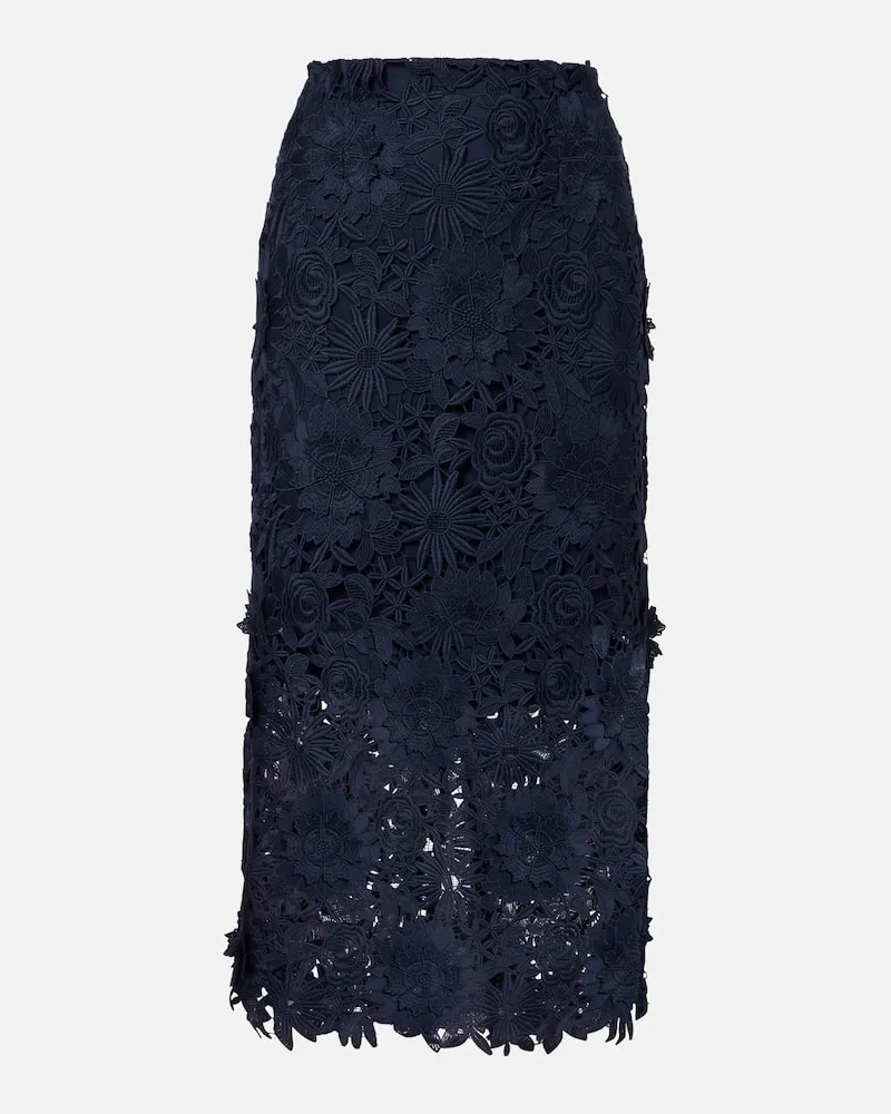 ROTATE Birger Christensen Midirock aus Guipure-Spitze Blau