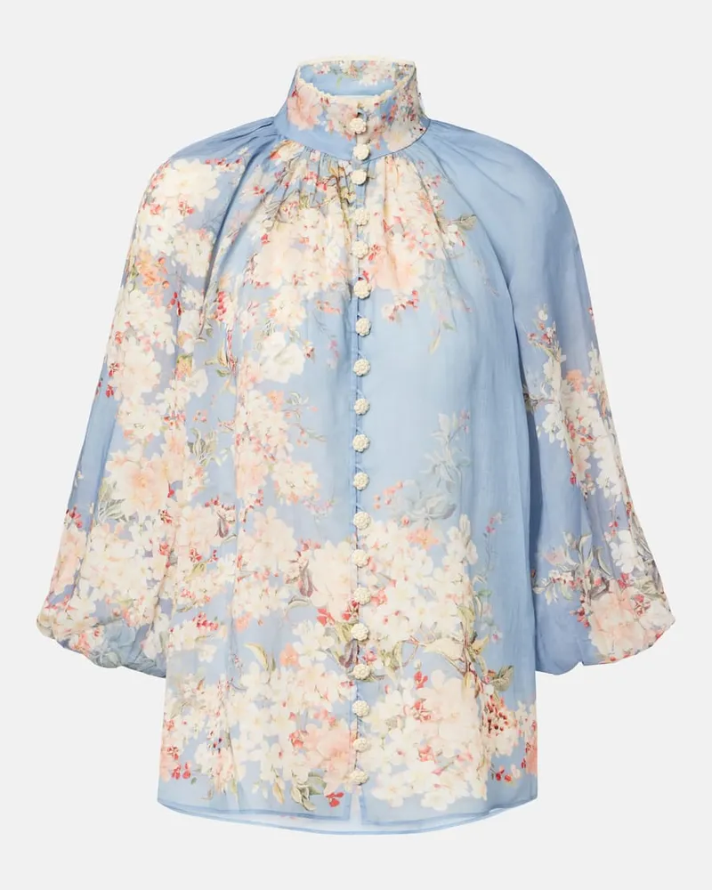 Zimmermann Bluse Cascadian aus Ramie Blau