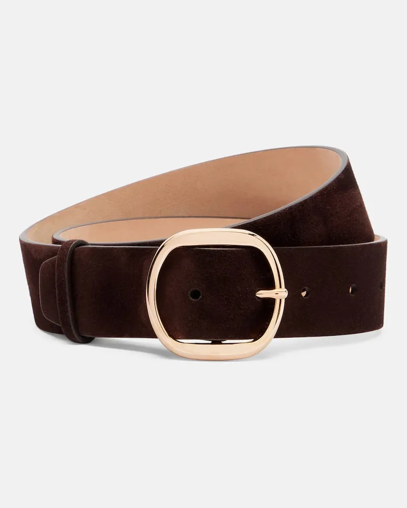 Gabriela Hearst Gürtel Elster aus Veloursleder Braun