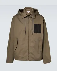 Loewe Jacke Anagram aus Baumwolle mit Leder Gruen