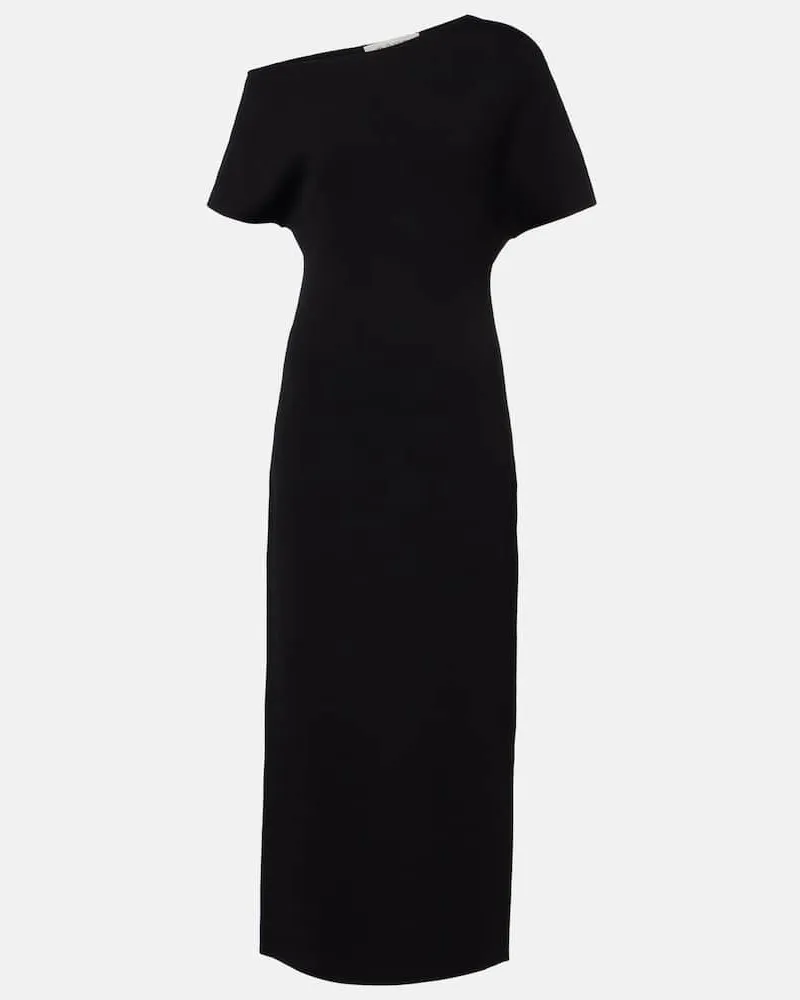 Róhe Róhe One-Shoulder-Midikleid aus Strick Schwarz