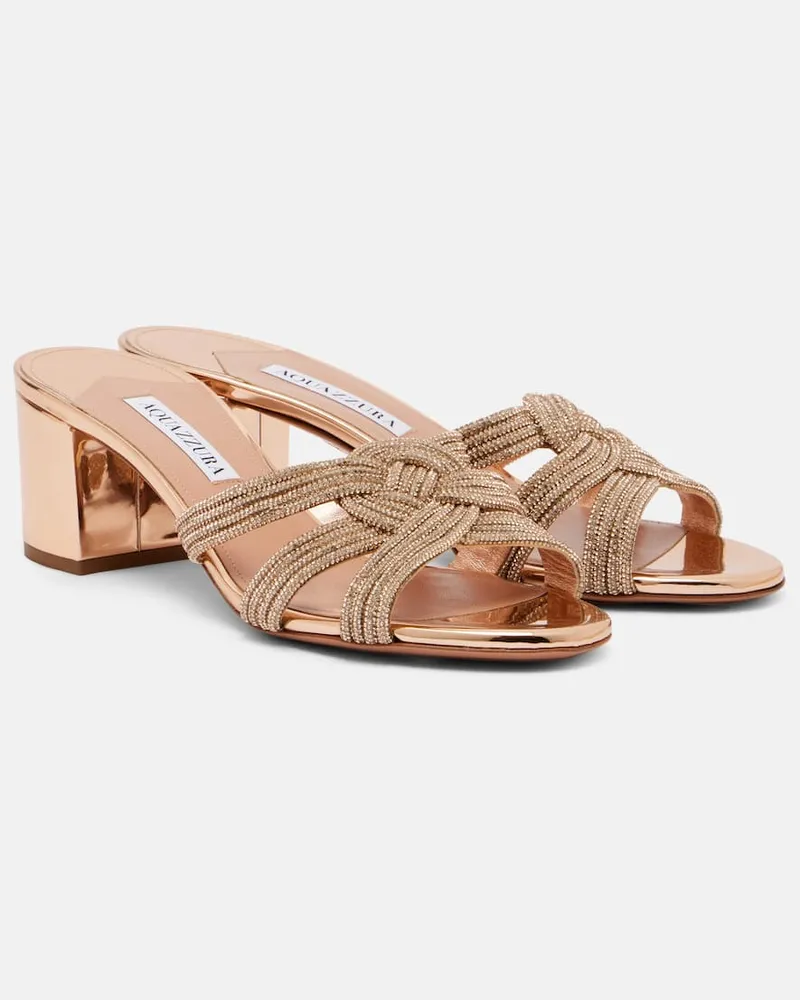 Aquazzura Sandalen Felix aus Leder mit Kristallen Rosa