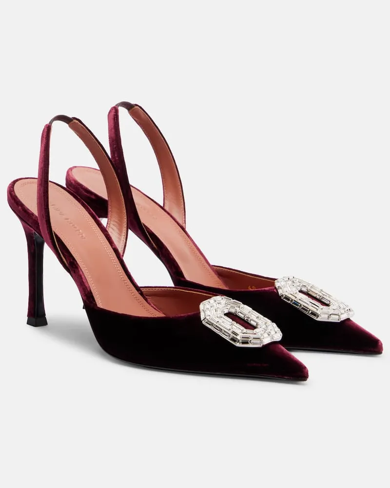 Amina Muaddi Slingback-Pumps Camelia 90 aus Samt Burgund