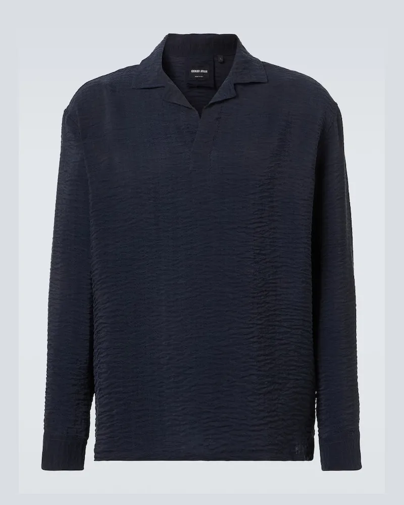 Giorgio Armani Polohemd aus Jacquard Blau