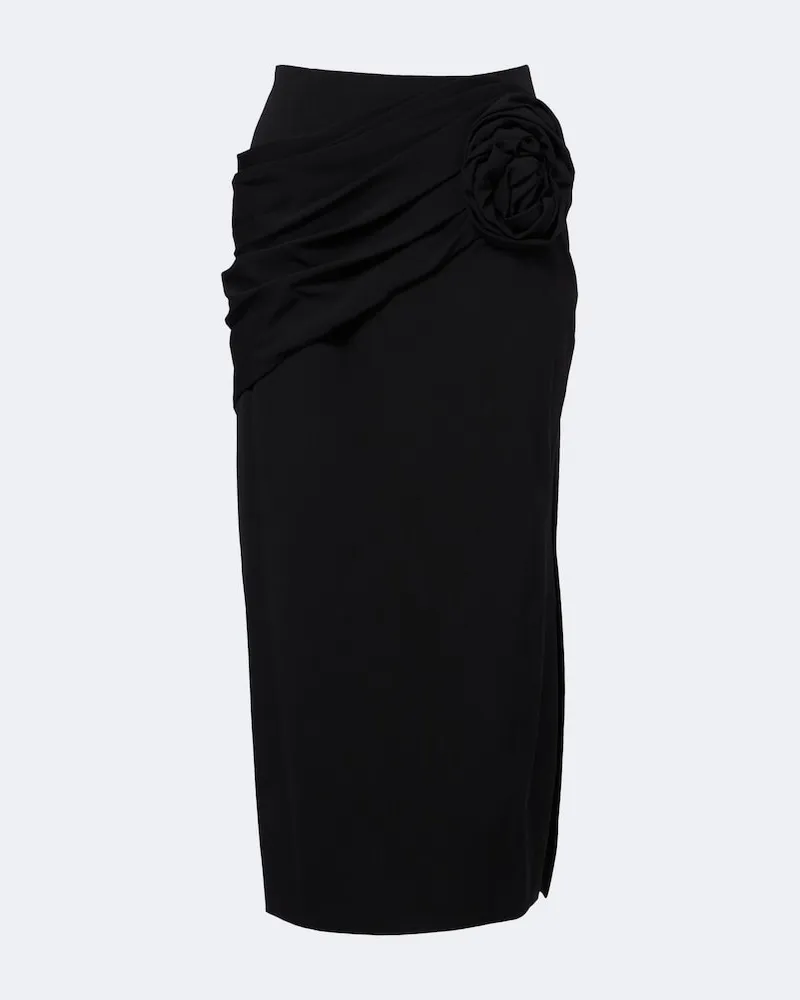 Carolina Herrera New York Verzierter Midirock aus einem Wollgemisch Schwarz