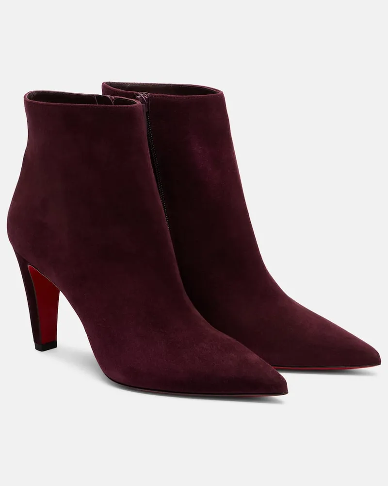 Christian Louboutin Ankle Boots aus Veloursleder Burgund