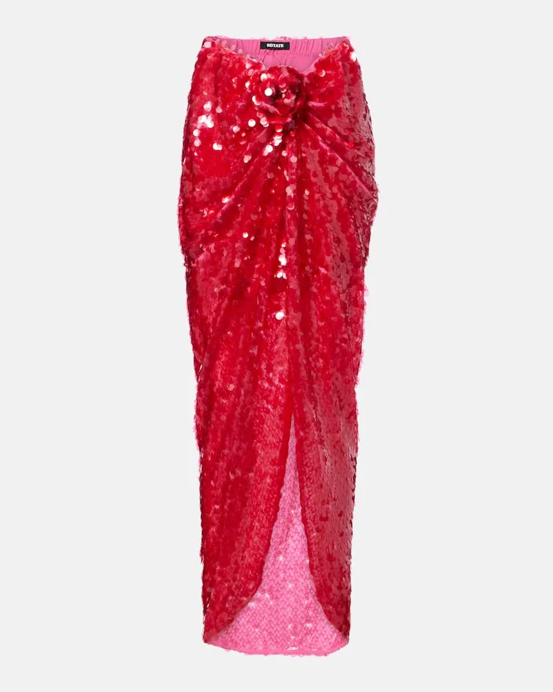 ROTATE Birger Christensen Maxirock mit Pailletten Pink