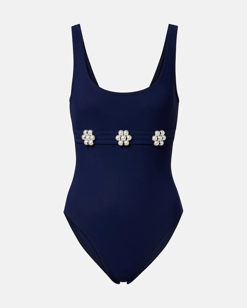 Karla Colletto Badeanzug Maya mit Kristallen Blau