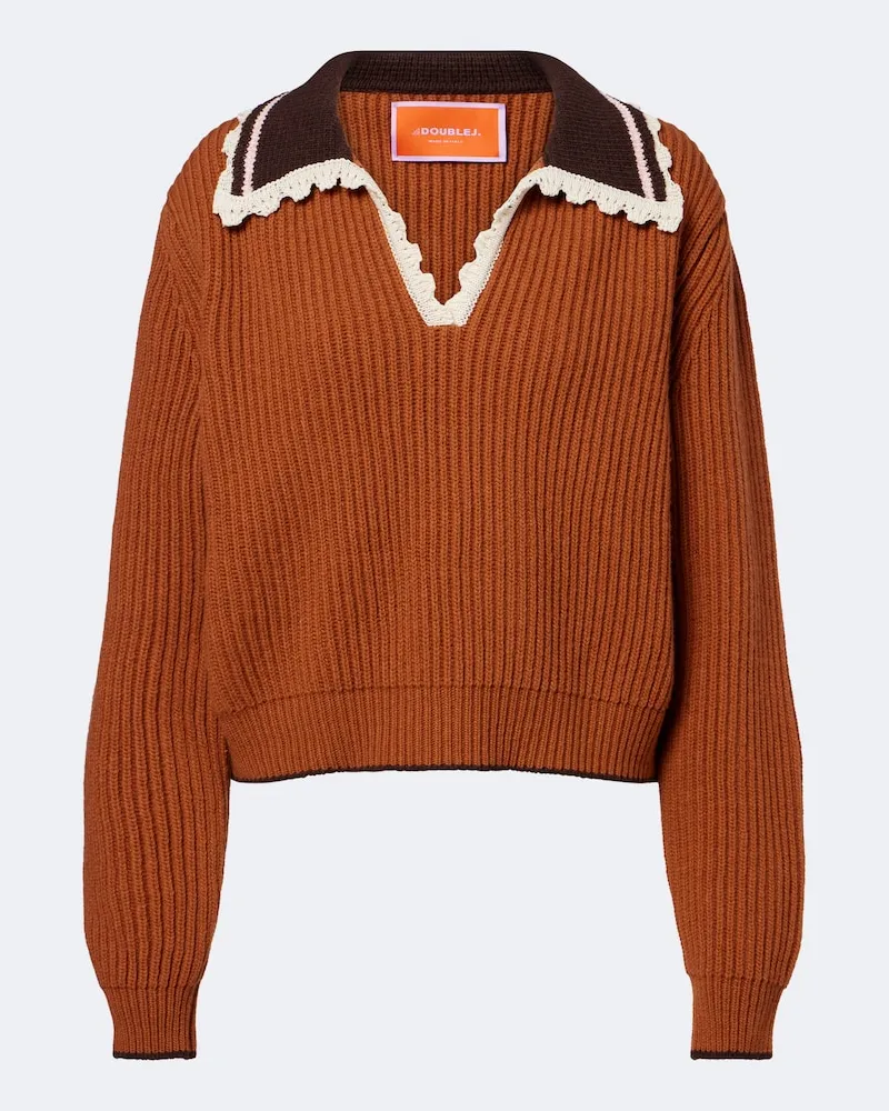 La DoubleJ Polopullover aus einem Wollgemisch Orange