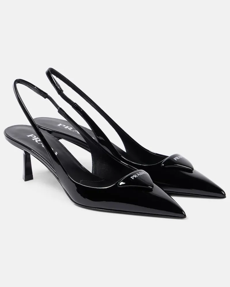 Prada Slingback-Pumps aus Lackleder Schwarz