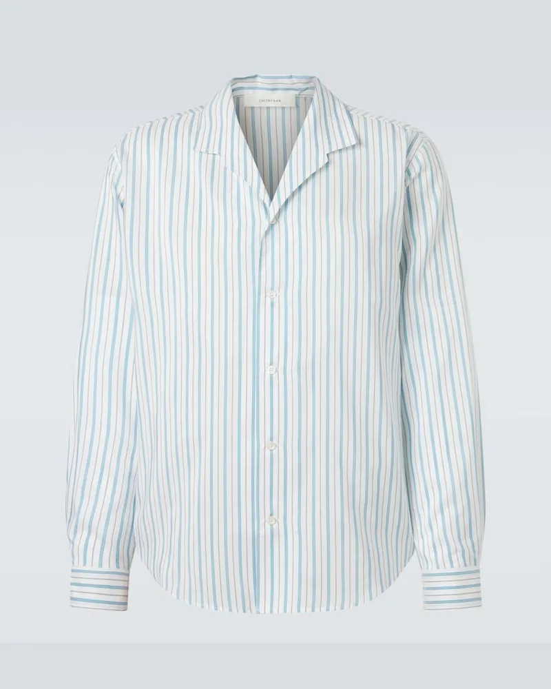 Umit Benan Hemd Franco aus Seide und Baumwolle Blau