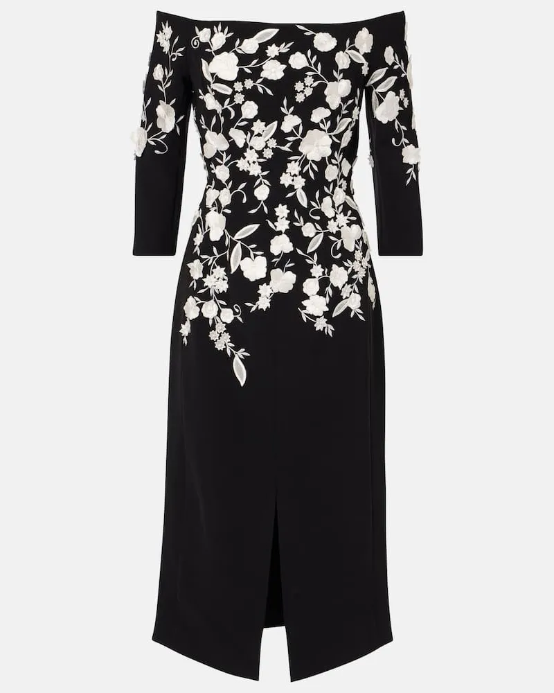 Carolina Herrera New York Besticktes Off-Shoulder-Midikleid Schwarz