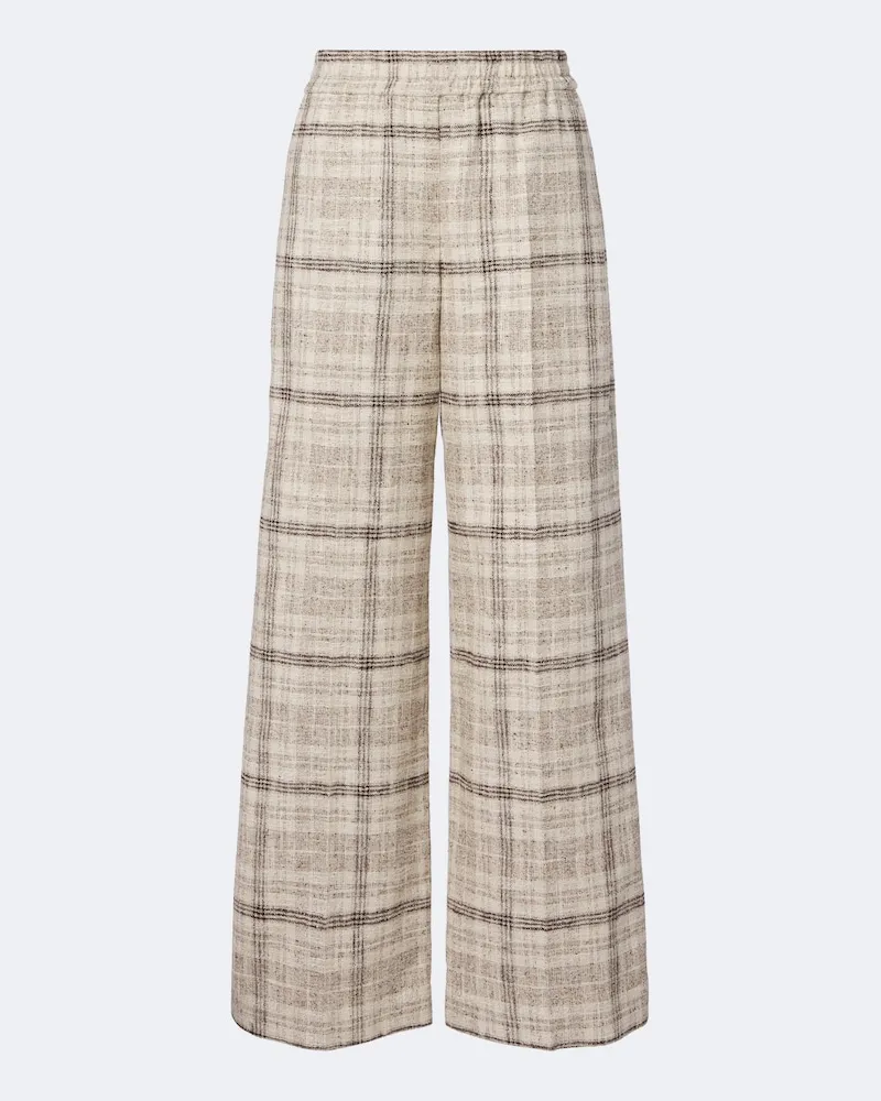 Brunello Cucinelli Weite Hose aus einem Baumwollgemisch Beige