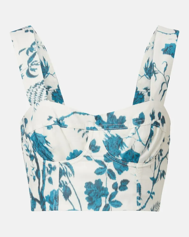 Erdem Cropped-Top aus Baumwolle und Leinen Weiß