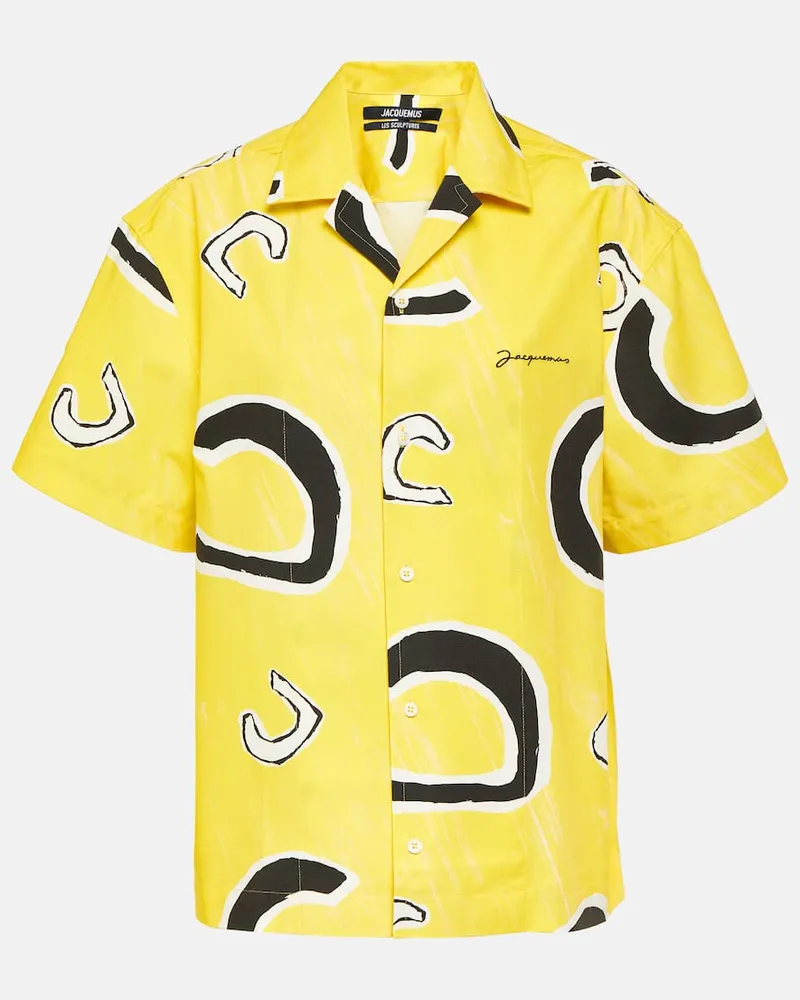 Jacquemus Bedrucktes Hemd La Chemise Jean aus Baumwolle Gelb