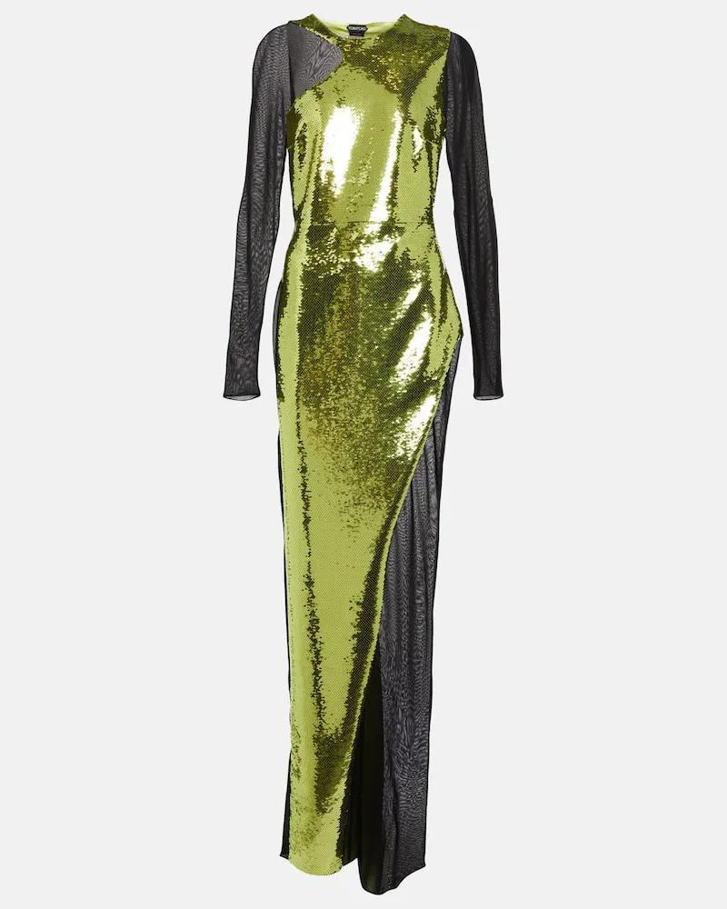 Tom Ford Robe aus Tüll mit Pailletten Grün