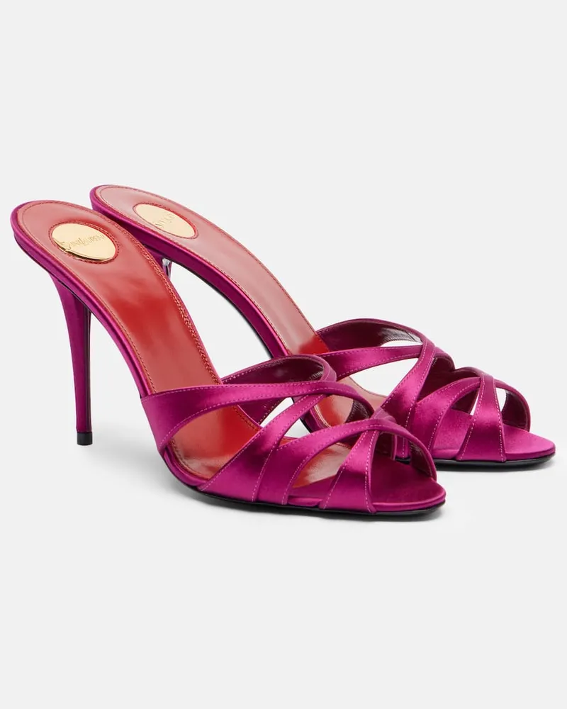 Saint Laurent Sandalen Chandelle 95 aus Satin Rosa