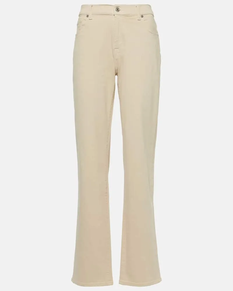 7 for all mankind Mid-Rise Straight Jeans Ellie Weiß