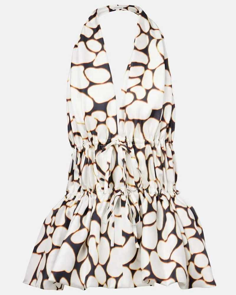 Dries van Noten Bedrucktes Top aus Seiden-Twill Weiß