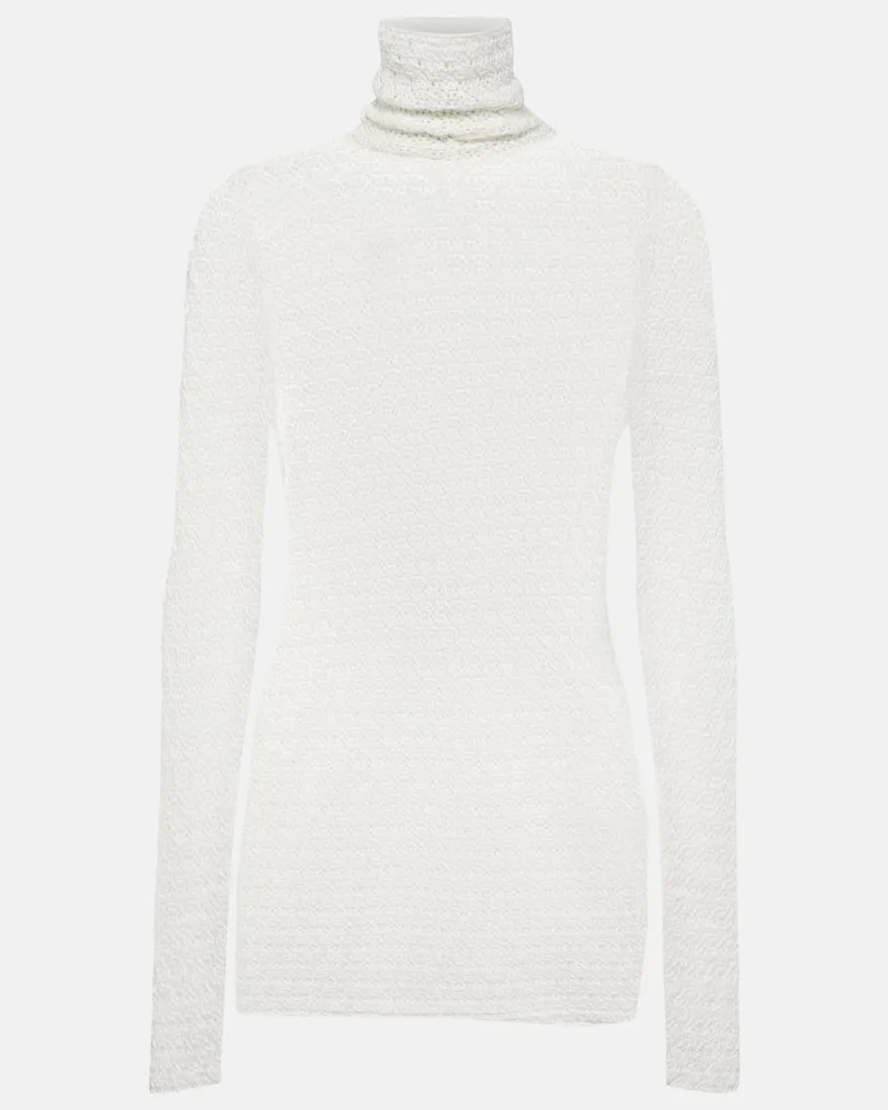 Totême Top aus Häkelstrick Weiß