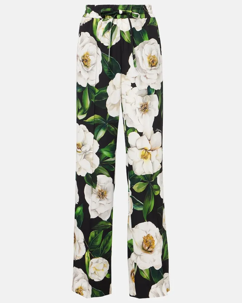 Dolce & Gabbana Pyjama-Hose aus einem Seidengemisch Grün