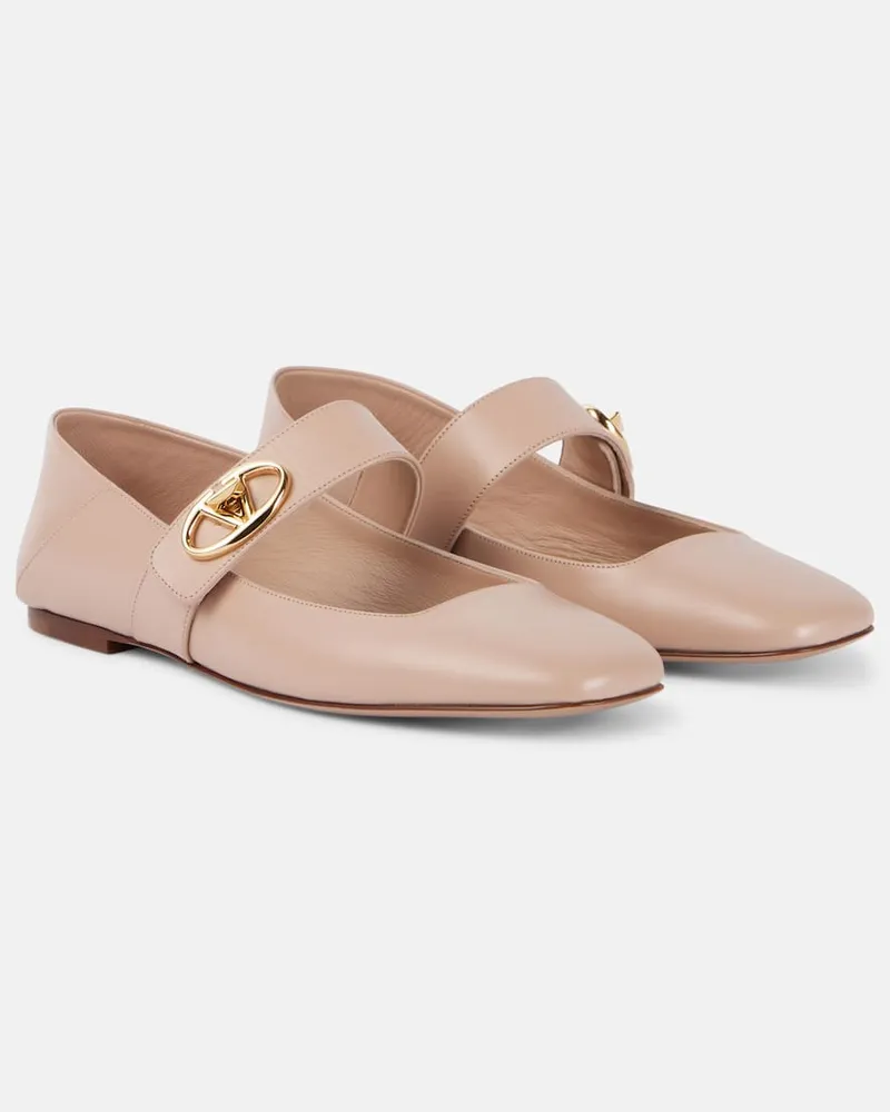 Valentino Garavani Mary-Jane-Ballerinas VLogo Locker aus Leder Rosa