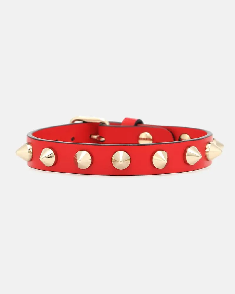 Christian Louboutin Verziertes Armband Loubilink aus Leder Rot